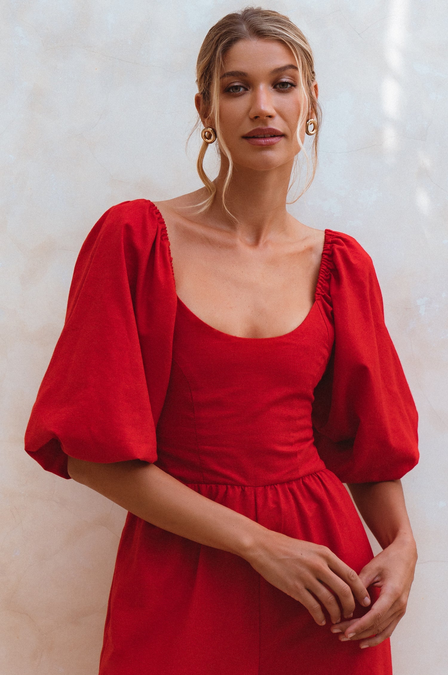 Women's Organic Linen Jumpsuit - Smocked Back