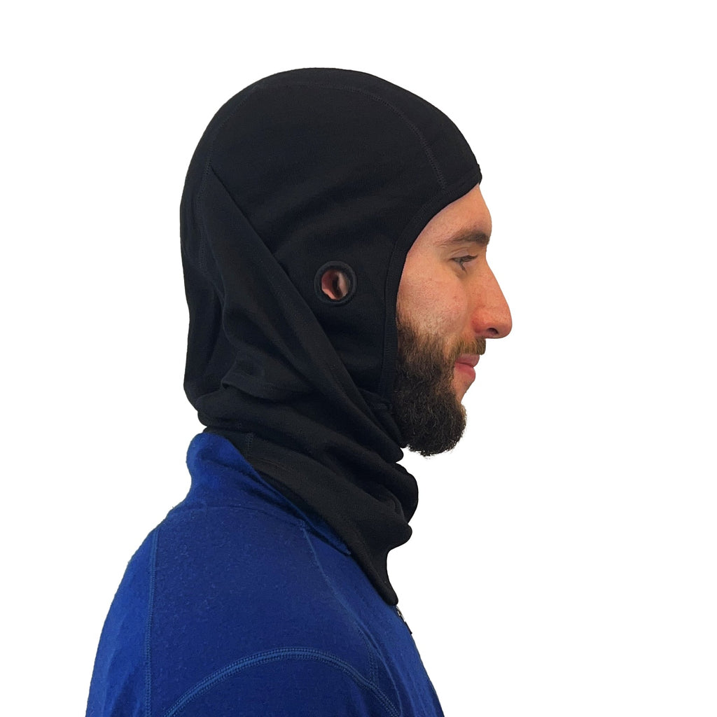 Heavyweight Brushed Merino Wool Balaclava - Black Unisex Ski Mask
