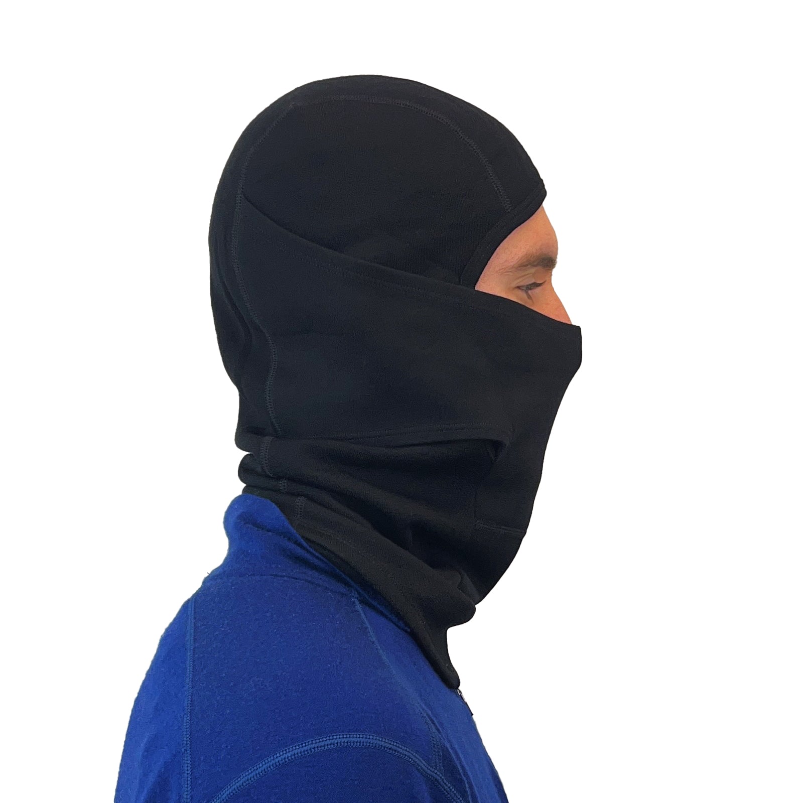 Heavyweight Brushed Merino Wool Balaclava - Black Unisex Ski Mask