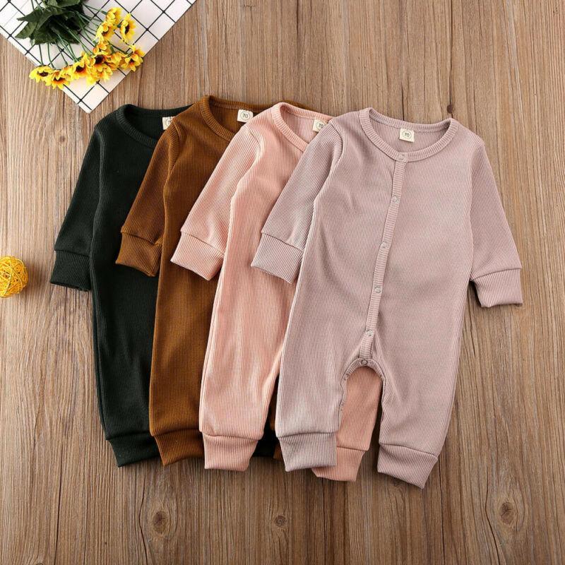 Minimalist Baby Knitted Long Sleeve Romper in Muted Earth Tones