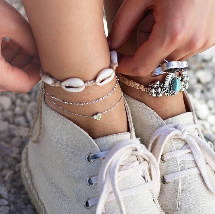Gold Bohemian Shell and Starfish Anklet for Women Summer Beach