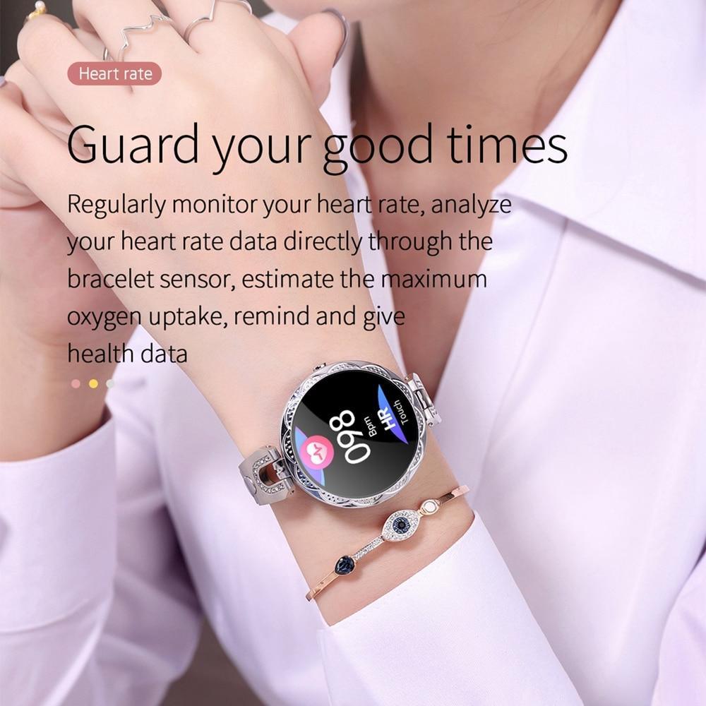 Women's Rose-Gold Waterproof Smart Watch with HD Touch Display
