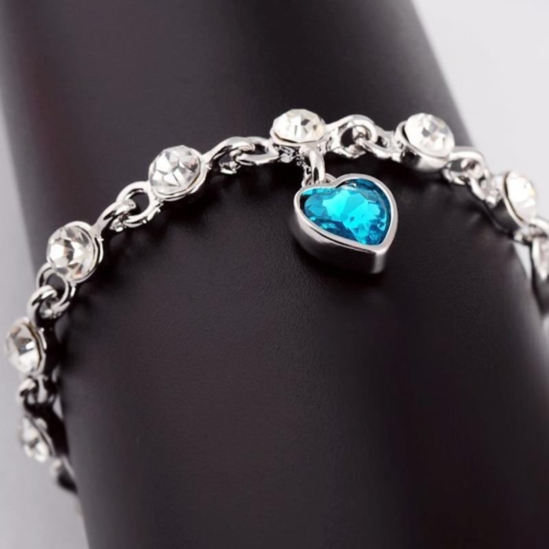 925 Sterling Silver Blue Sapphire & Tanzanite Chain Bracelet