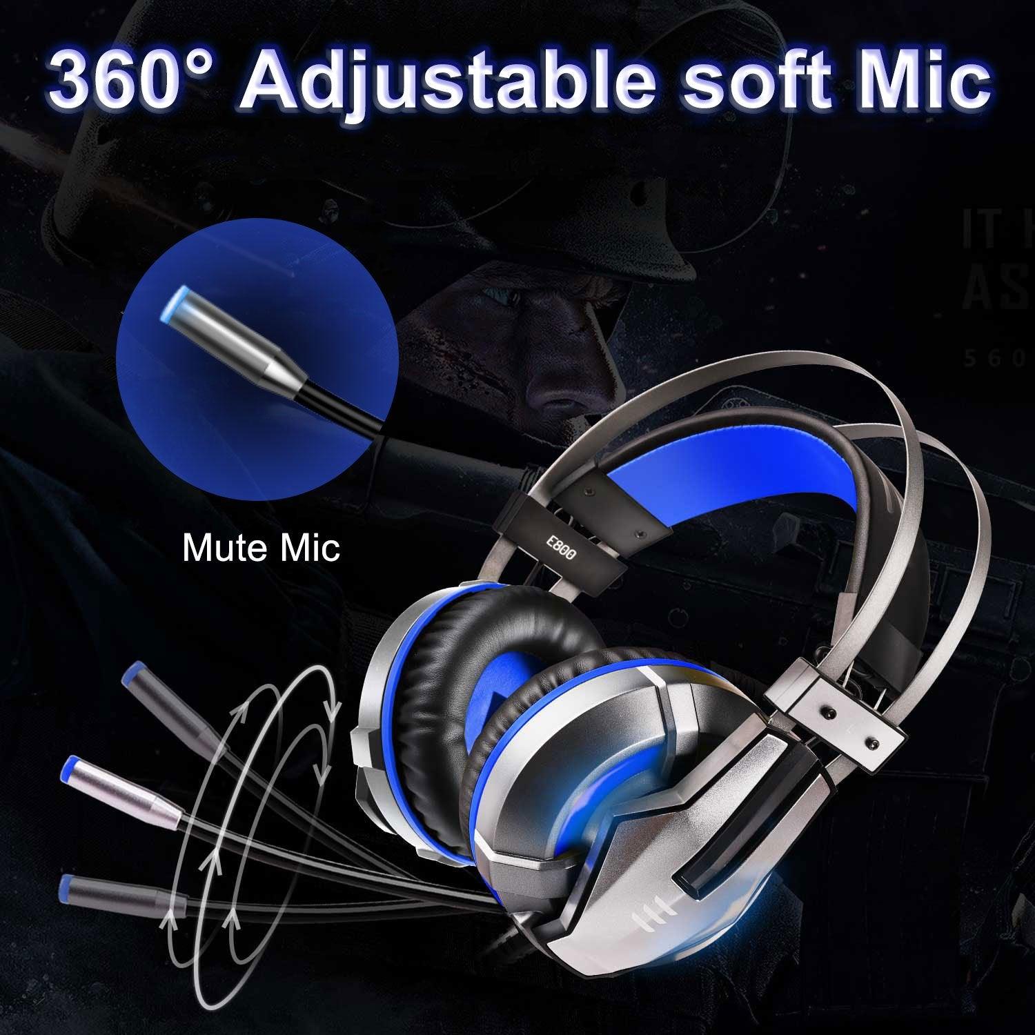 Wired Gaming Headset with Retractable Mic for PS4, PC & Xbox