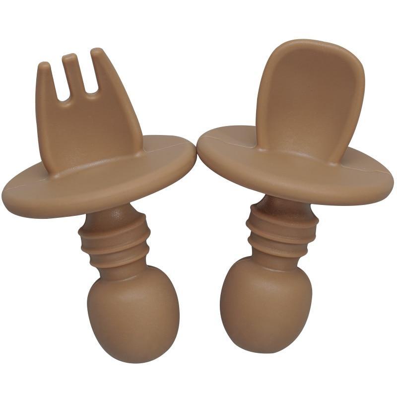Baby Silicone Spoon and Fork Set – Ergonomic Self-Feeding Utensils