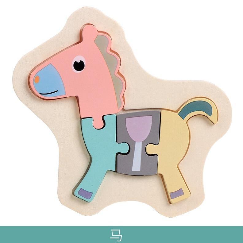 Colorful Animal Wooden Puzzle for Toddlers 2-4 Years Educational Toy