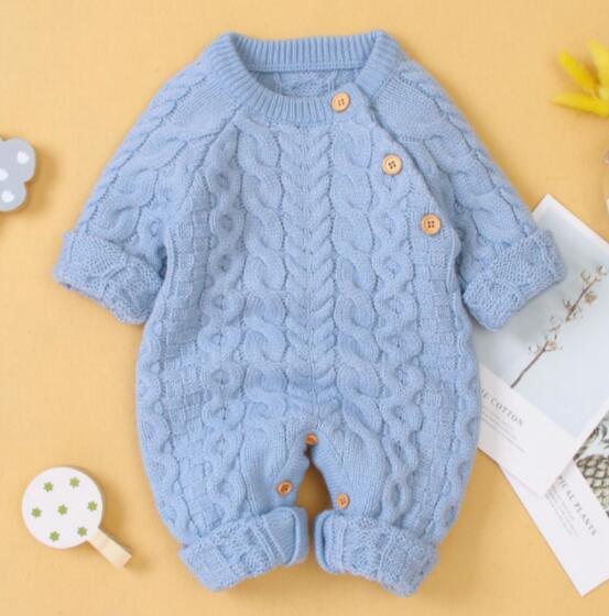 Handmade Knitted Long Sleeve Baby Romper Heritage Style
