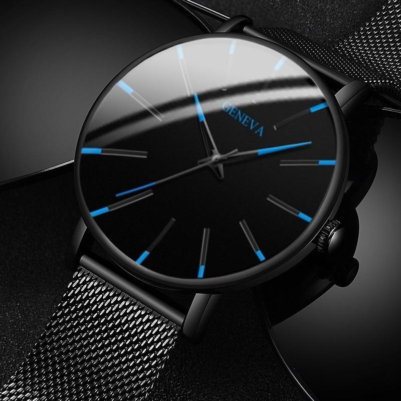 Minimalist Ultra-Thin Men’s Stainless Steel Mesh Quartz Watch