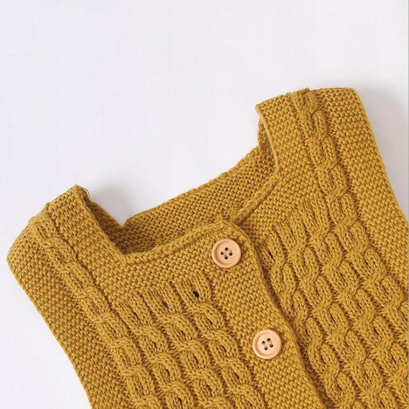 Handmade Knitted Baby Romper - Retro Sleeveless Cotton Jumpsuit