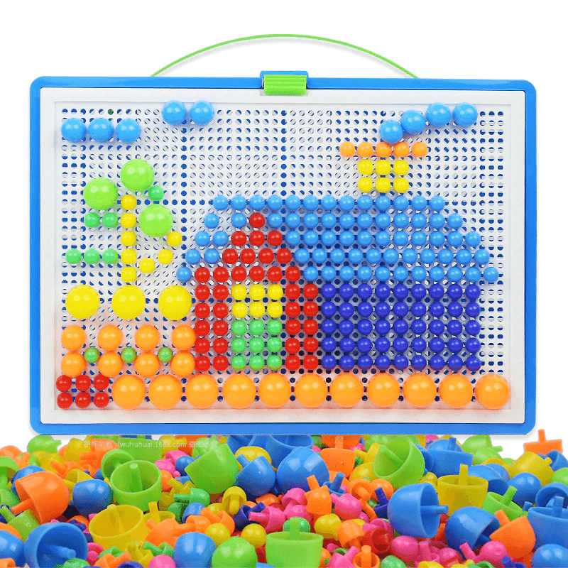296-Piece Mushroom Nail Bead Board - 3D Educational Puzzle