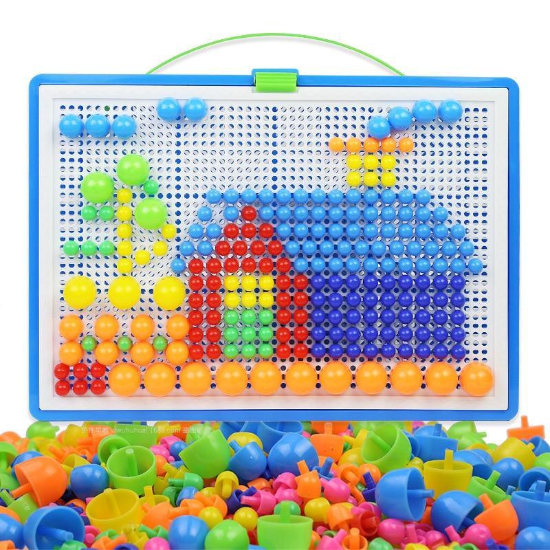 296pc Mushroom Nail 3D Pegboard Puzzle Educational Toy for Kids