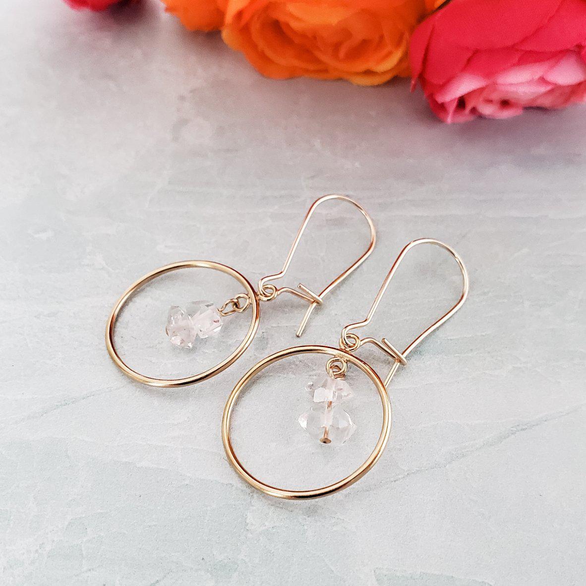 Herkimer Diamond Chandelier Hoop Earrings