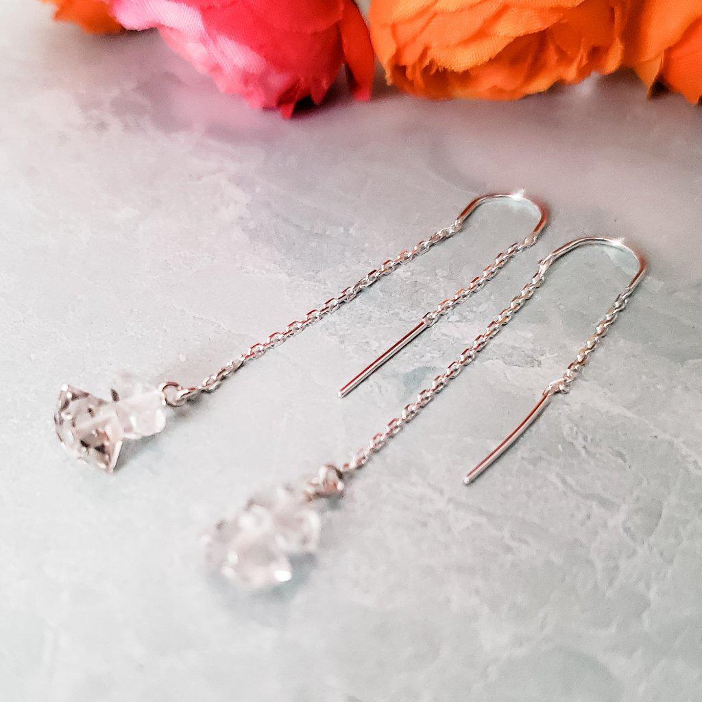 Herkimer Diamond Threader Earrings