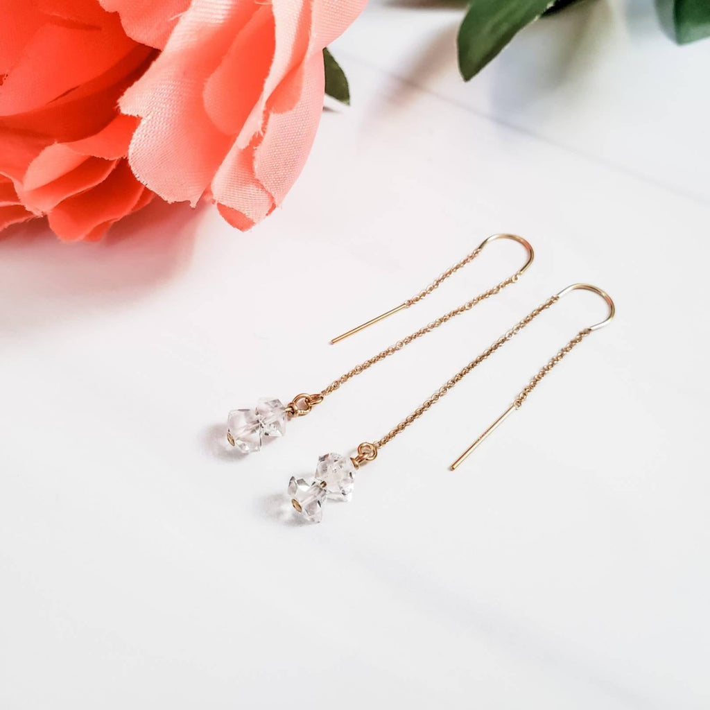 Herkimer Diamond Threader Earrings