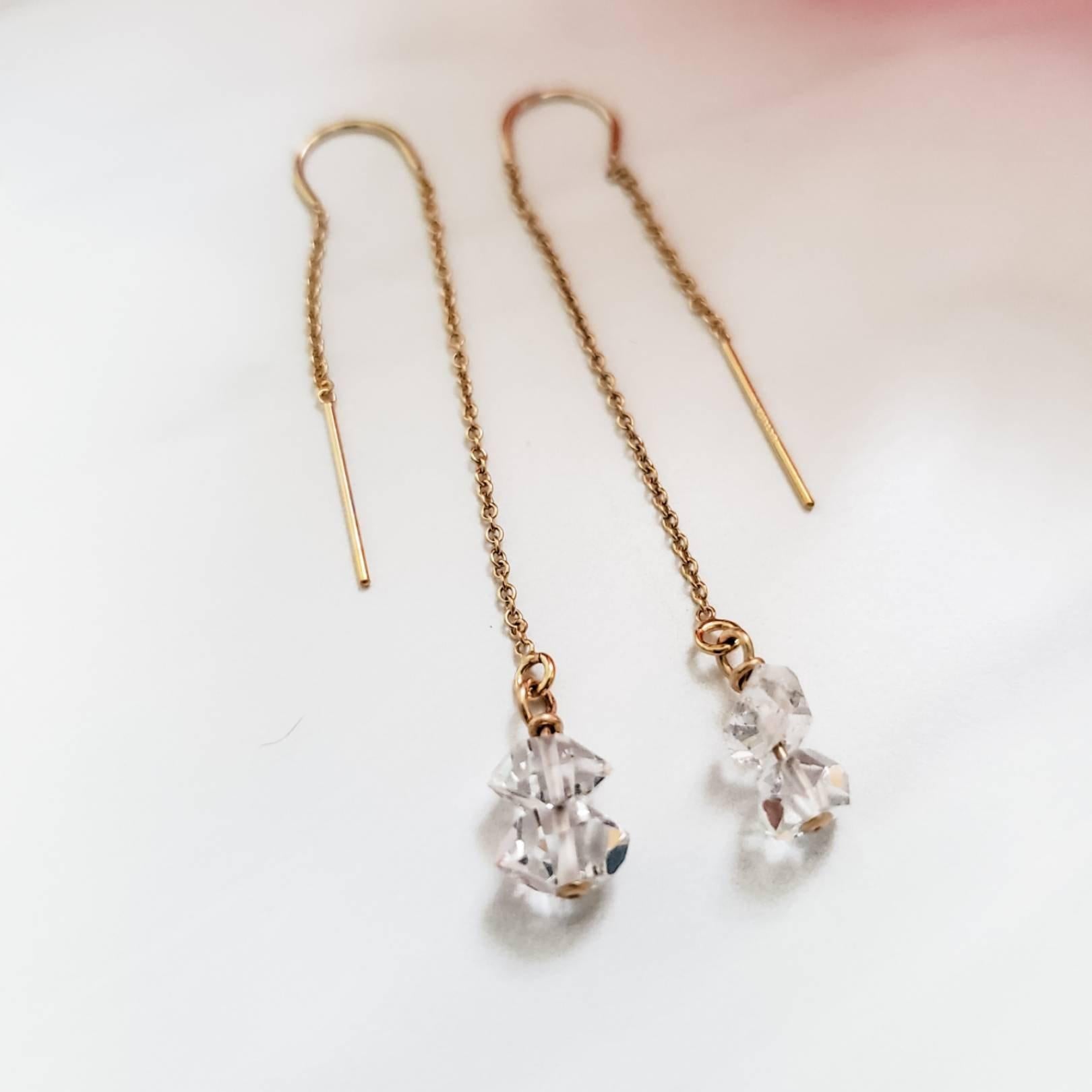 Herkimer Diamond Threader Earrings