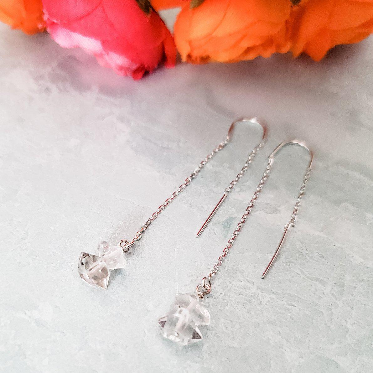 Herkimer Diamond Threader Earrings