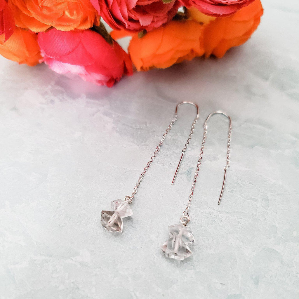 Herkimer Diamond Threader Earrings