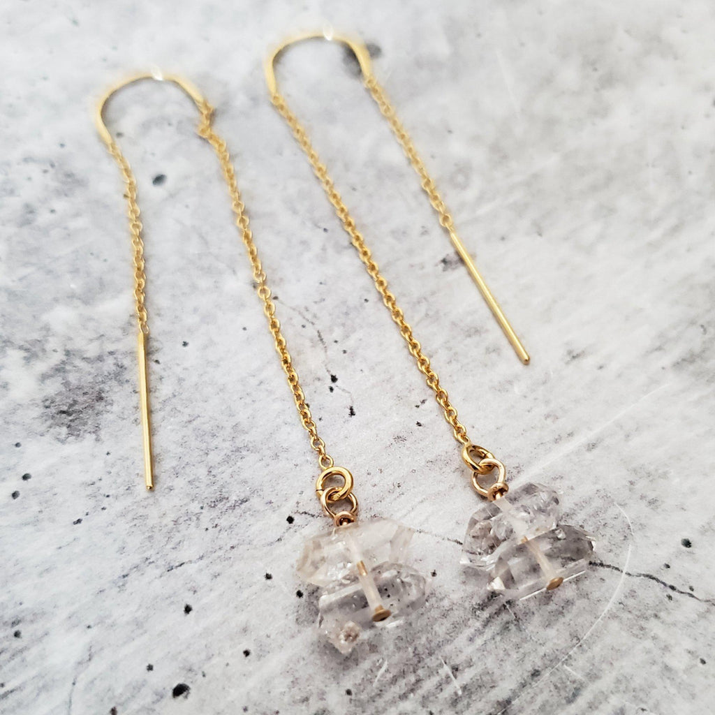 Herkimer Diamond Threader Earrings