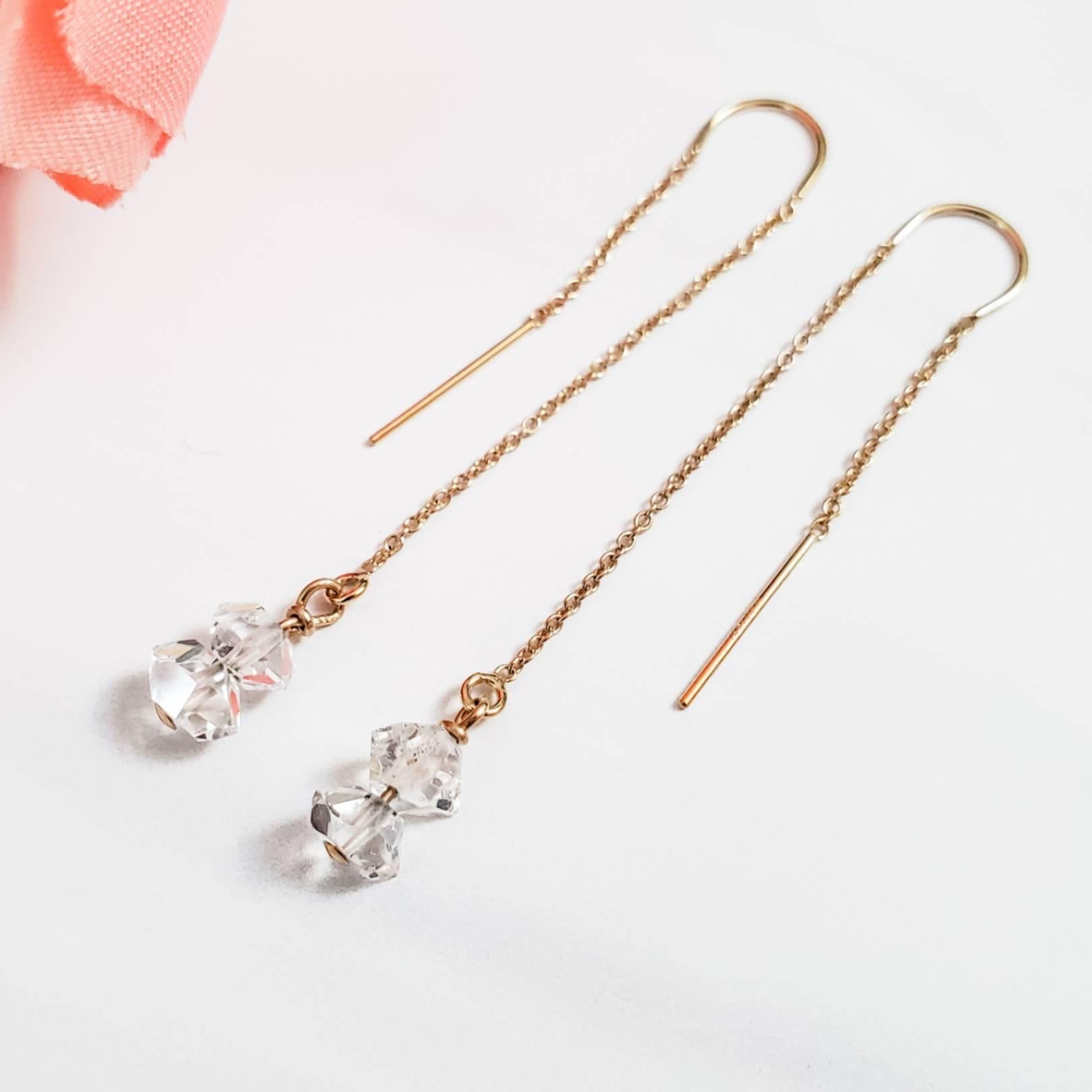 Herkimer Diamond Threader Earrings