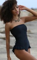 Hermosa Ruffled One Piece Swimsuit with Lace-Up Back