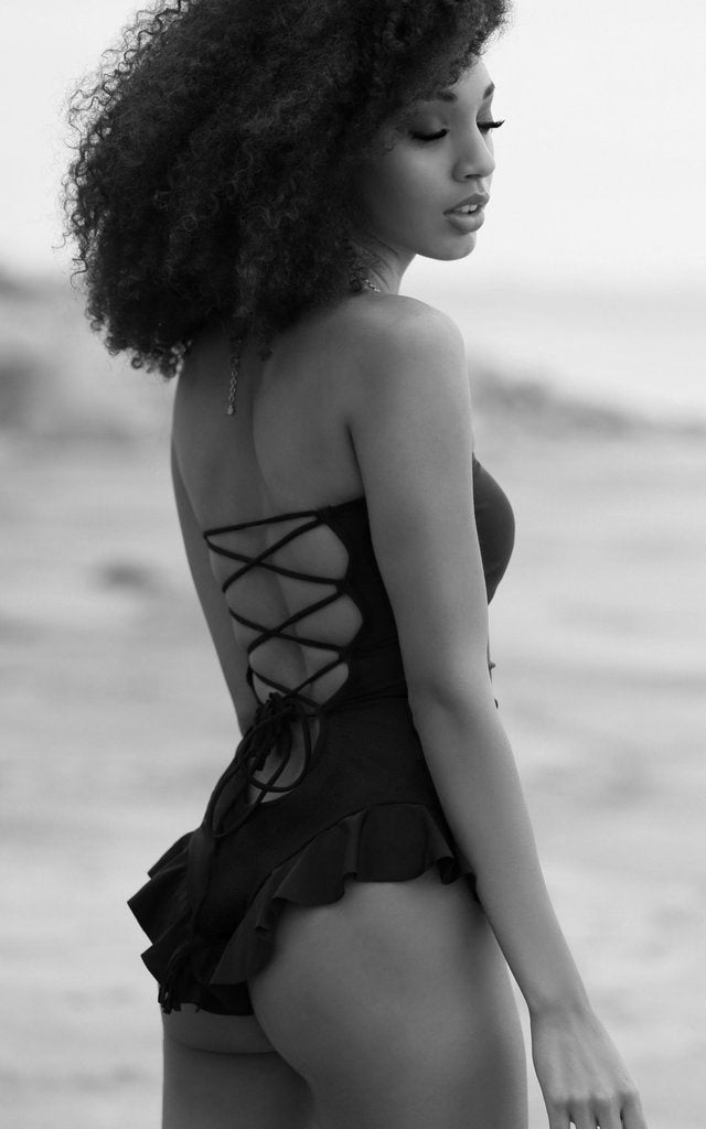 Hermosa Ruffled One Piece Swimsuit with Lace-Up Back
