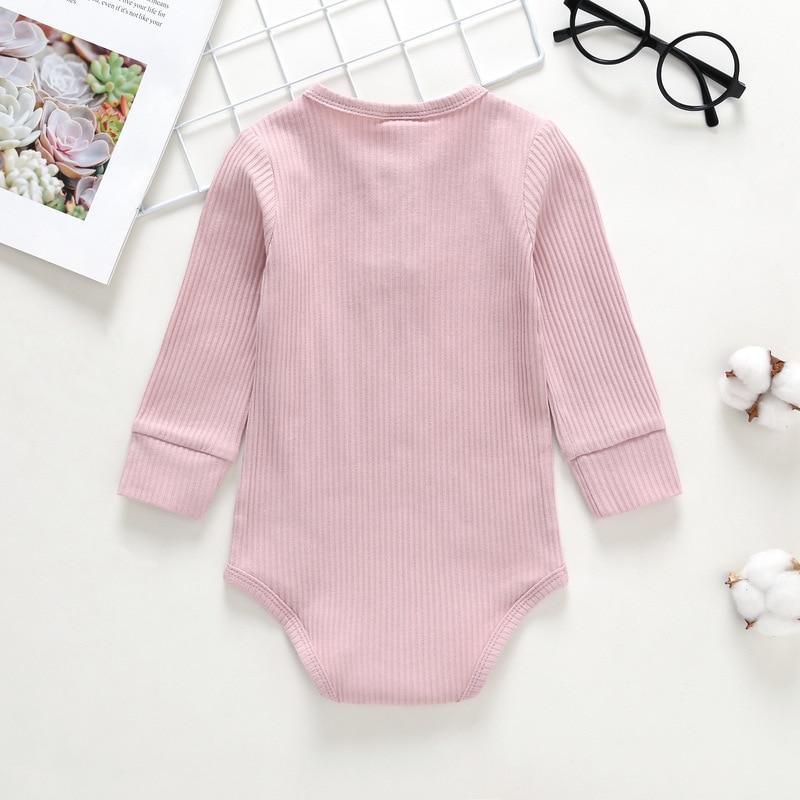 Ribbed Cotton Baby Bodysuit Minimalist Unisex Romper