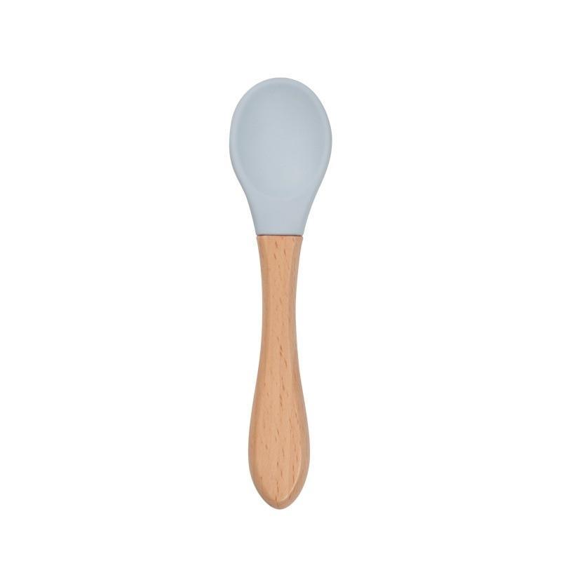 Organic Bamboo Baby Training Spoons with Soft Silicone Tips 2-Pack