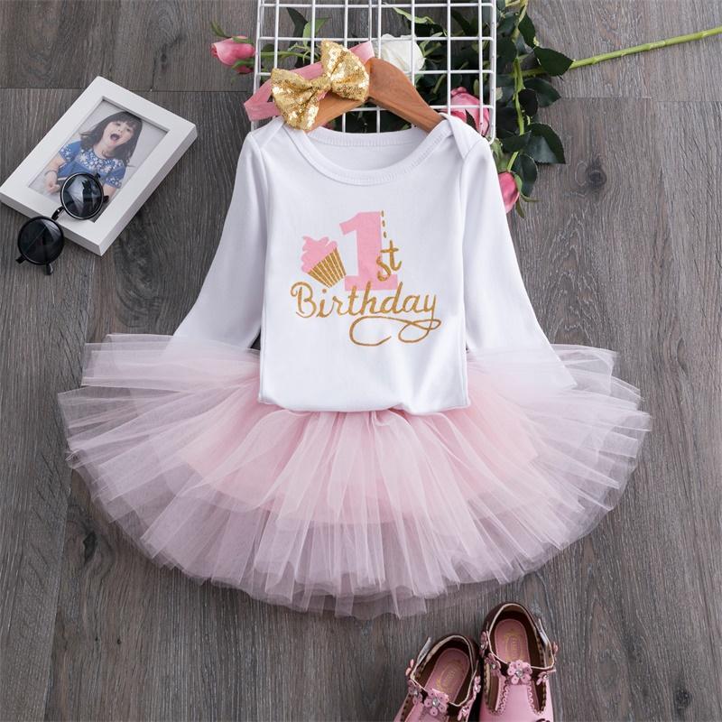 Baby Girl 1st Birthday Unicorn Tutu Dress - Pink & Gold Party Outfit