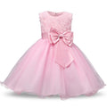 Luxury Baby Girl Lace Flower Baptism Gown with Back Bow