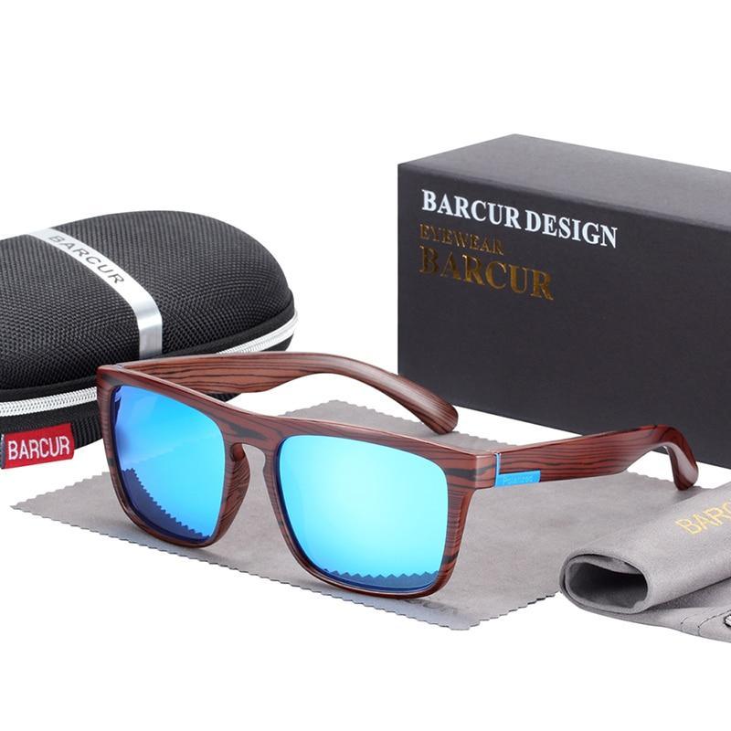 Polarized Retro Wood Grain Sunglasses Unisex UV400 Vintage Style