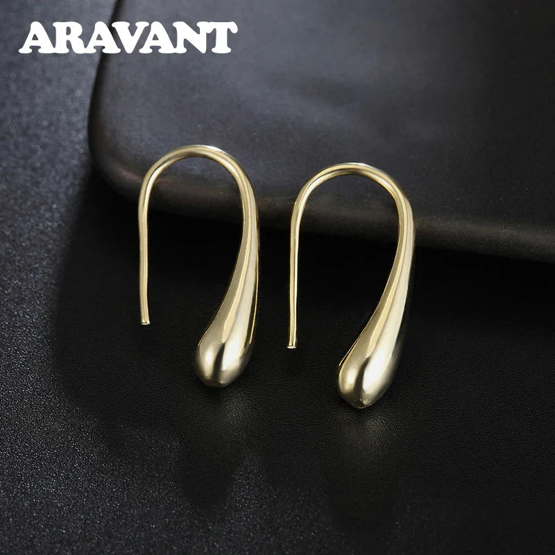 Aravant 925 Silver Earring For Women Water Drop Gold Earrings Fashion Wedding Jewelry Gifts