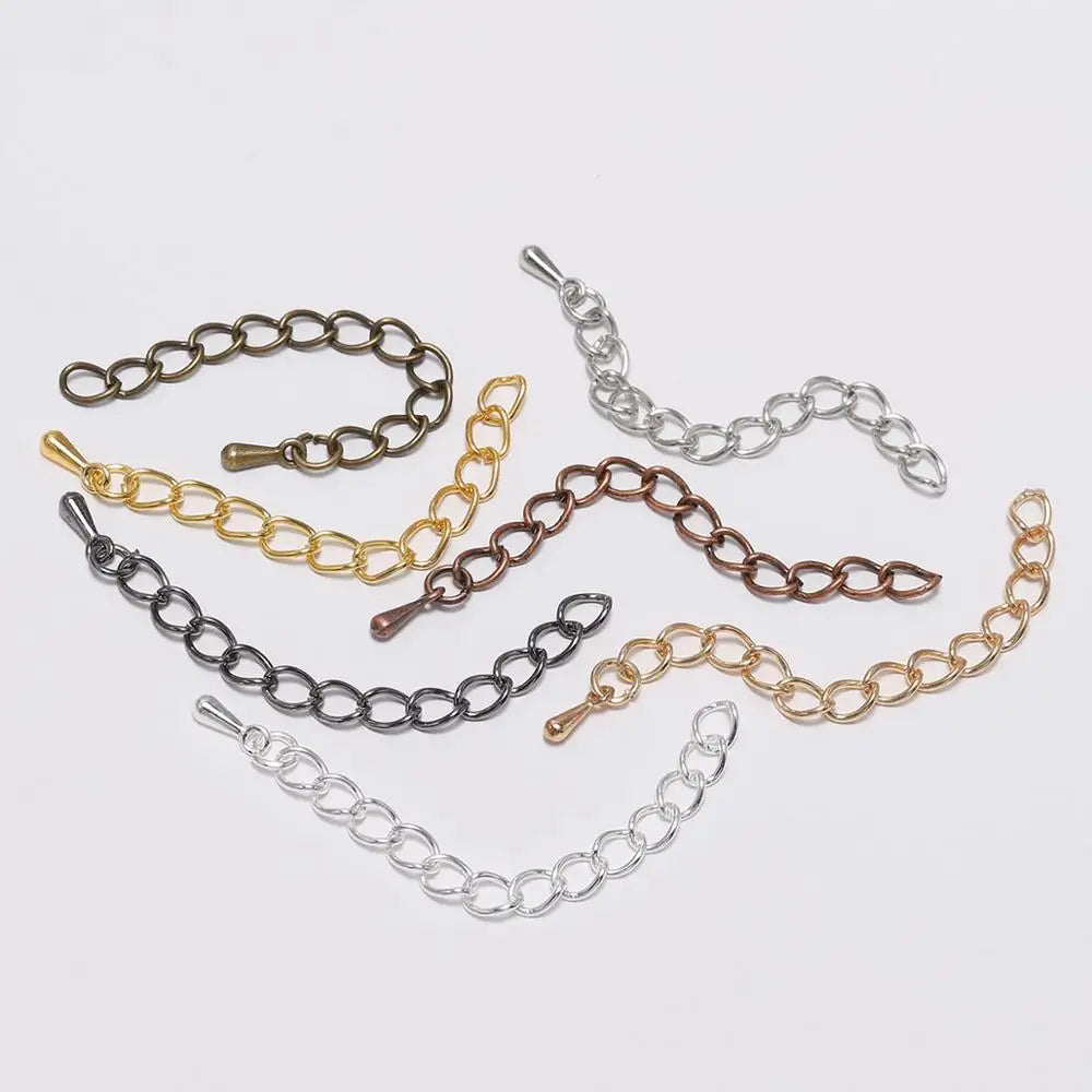 20pcs/lot 50-70mm Extended Extension Tail Chain Connectors Water Drop End Beads For DIY Jewelry Making Bracelet Necklace