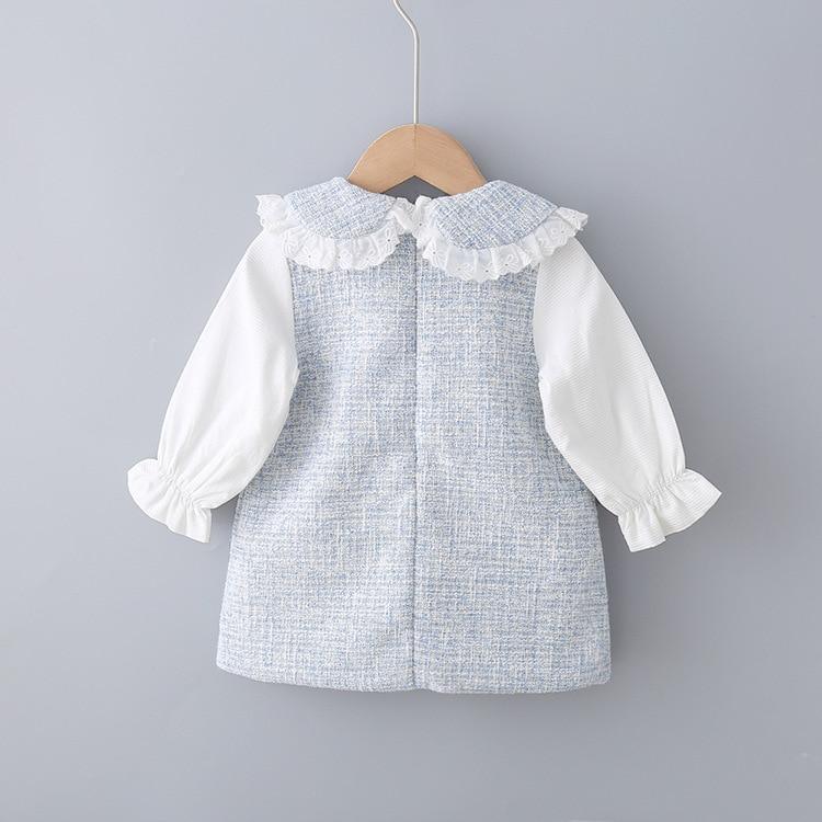 Classic Bow Brim Princess Dress for Toddler Girls, Blue & White