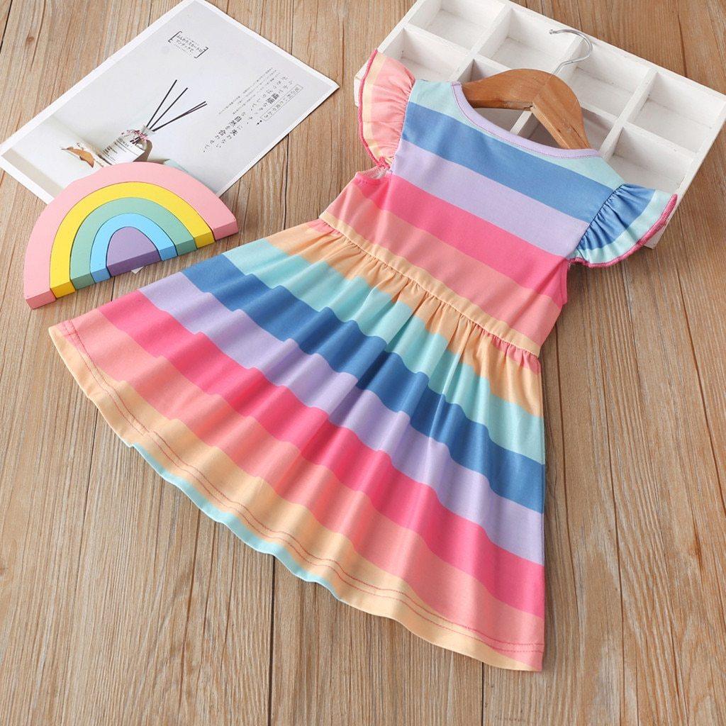 Rainbow Sequin Party Dress for Girls Sleeveless Playful Style