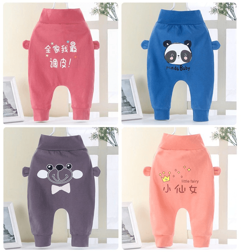 Baby Footed Cotton Bear Pants with Animal Detail
