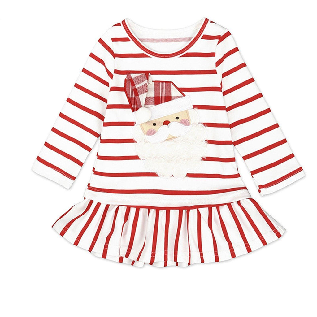Striped Long Sleeve Baby Girl Christmas Dress and Holiday Outfit