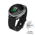 STEVVEX Solar Smart Watch with metallic silver bezel and black band, displaying fitness data on the screen.