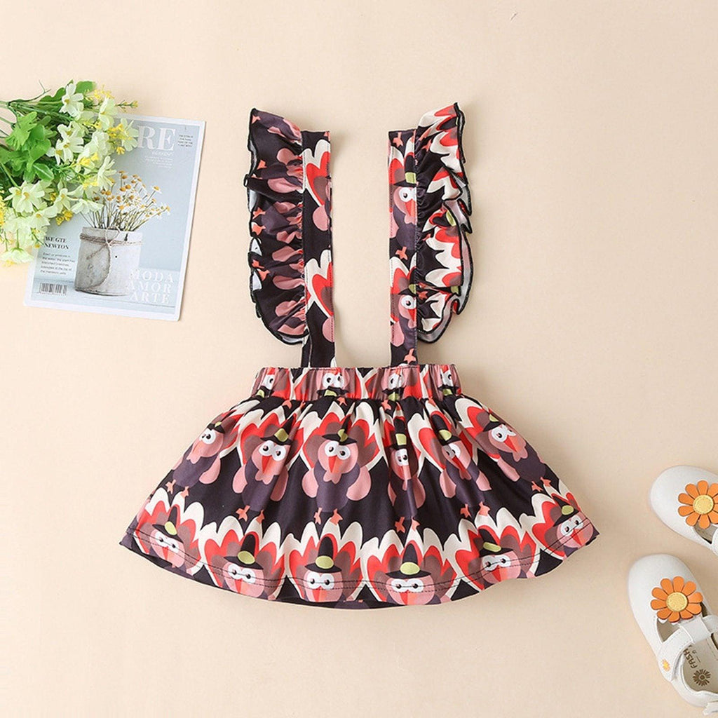 Newborn Baby Floral Romper and Suspender Skirt Winter Outfit Set