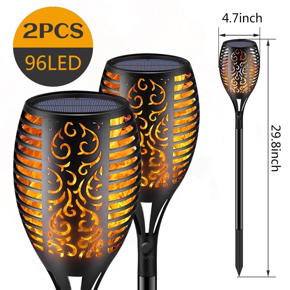 96 LED Solar Flame Torch Lights – Modern Flickering Garden Lamp