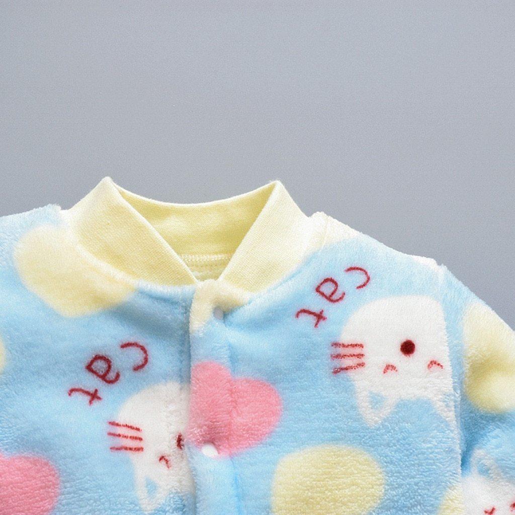 Infant Cartoon Animal Fleece Romper - Warm Plush Jumpsuit