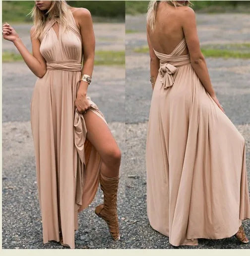 Women's Sexy Backless Convertible Wrap Maxi Dress Sleeveless - Image 25