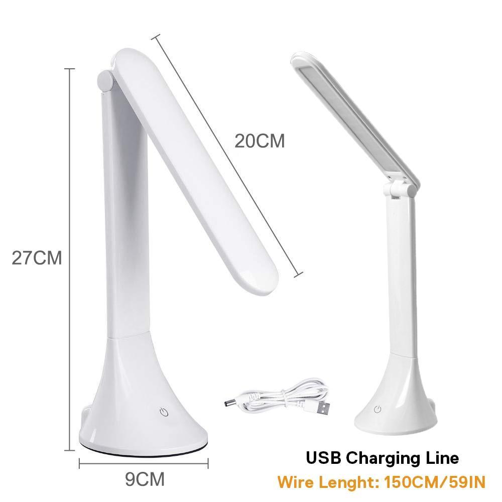 Modern Foldable White LED Touch Desk Lamp with USB Charging Port