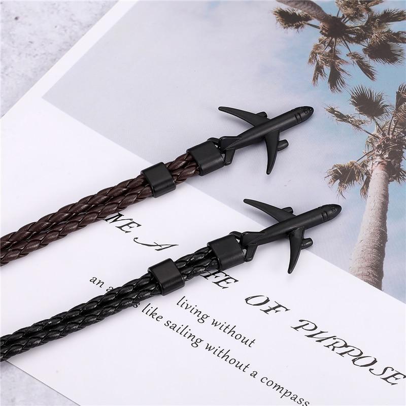 Aviation Leather Anchor Bracelet for Men and Women