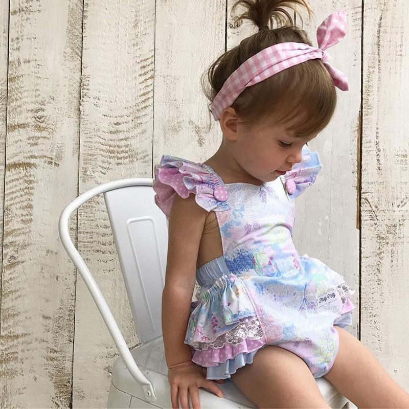 Baby Girl Floral Tutu Romper with Bowknot Detail