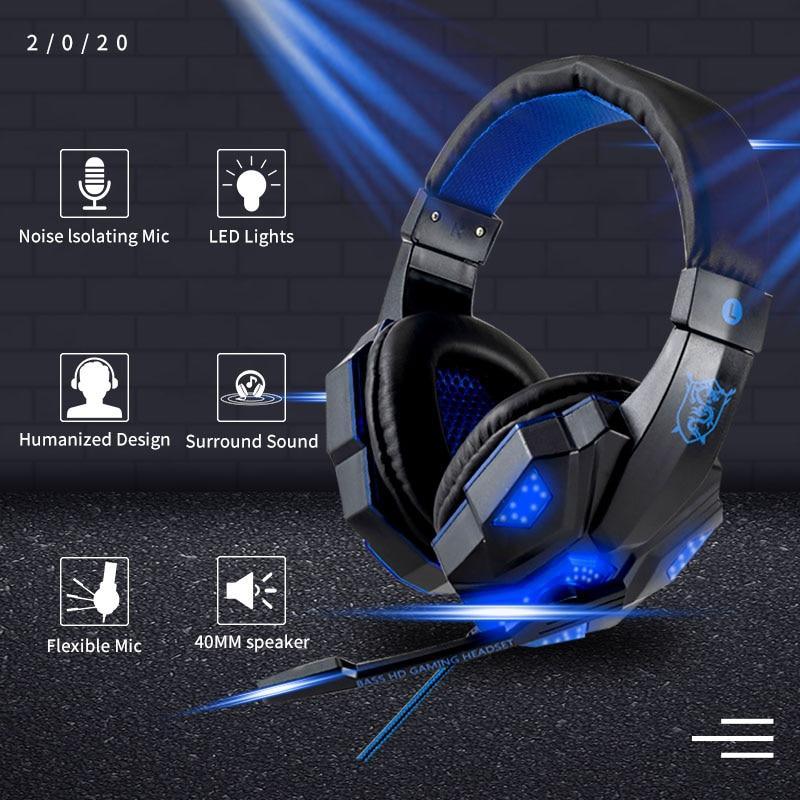 Professional LED Gaming Headset with Bass Stereo & Mic