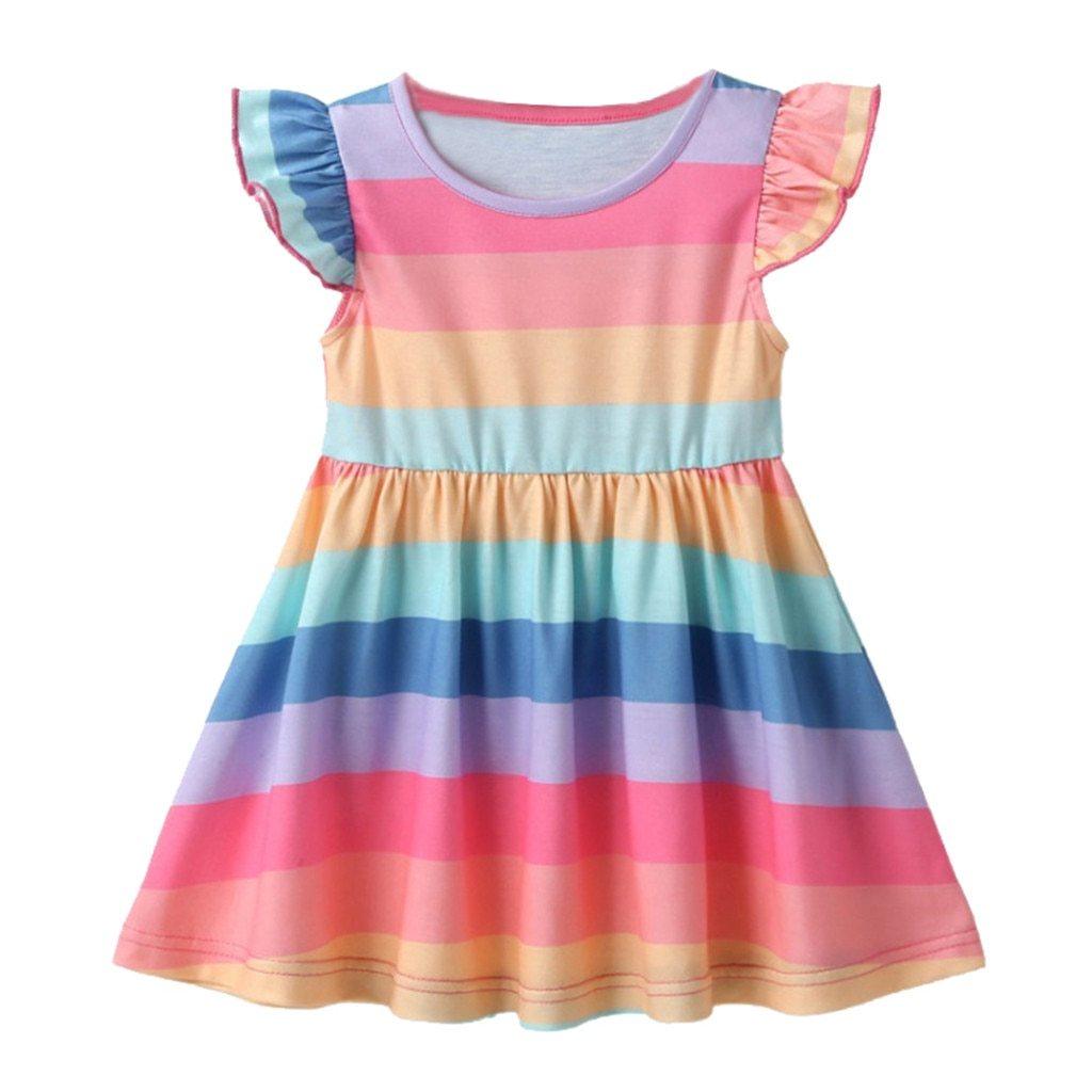 Rainbow Sequin Party Dress for Girls Sleeveless Playful Style