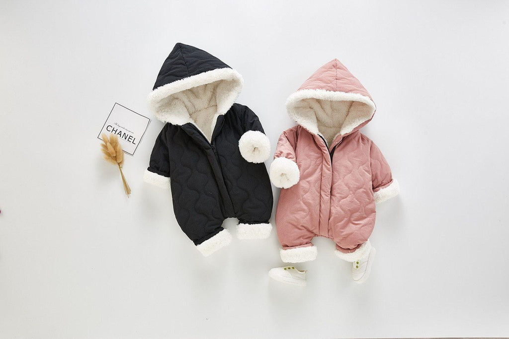 Plush Thickened Winter Jumpsuit for Infants - Minimalist Snowsuit