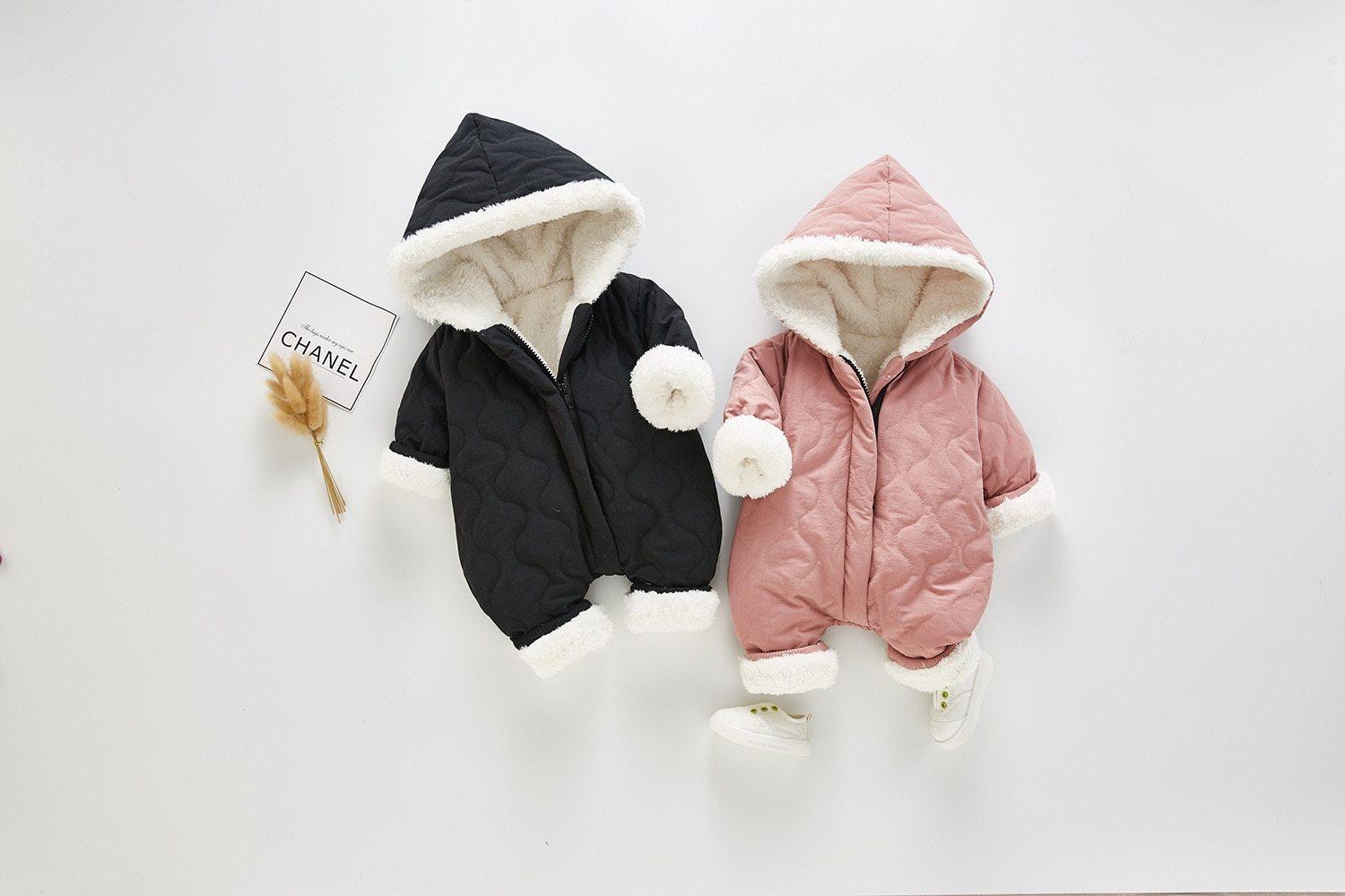 Plush Thickened Winter Jumpsuit for Infants - Minimalist Snowsuit