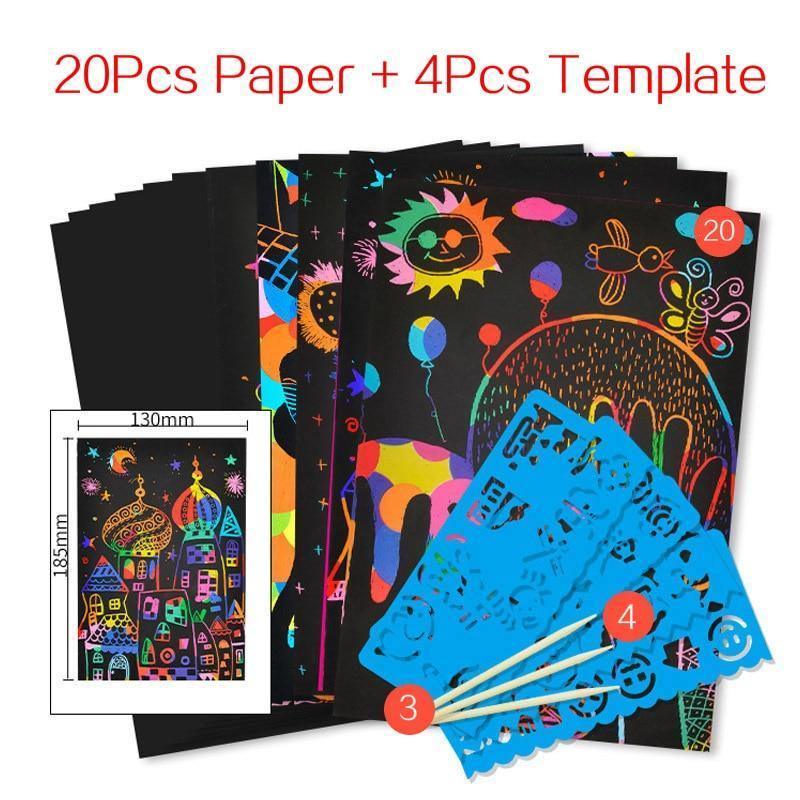 Rainbow Scratch Art Paper Set – Creative DIY Wall Art & Drawing Kit