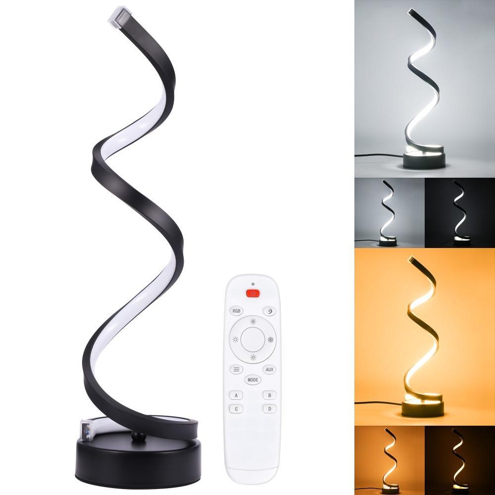 Modern LED Spiral Table Lamp, Dimmable Minimalist Desk Lighting